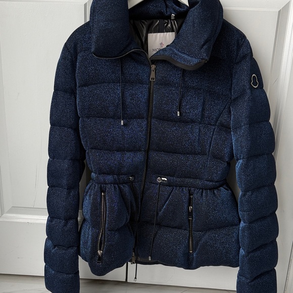 Moncler Jackets & Blazers - Moncler women's sparkly navy peplum puffer jacket
